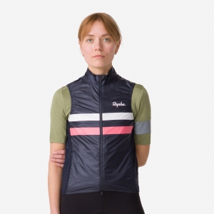 Rapha Brevet Gilet Väst Dam Marinblå Rosa Vita | 09384SLJX