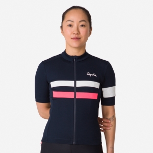 Rapha Brevet Jersey Dam Marinblå Rosa Vita | 21769FLDA