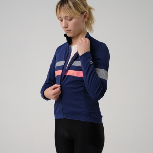 Rapha Brevet LS Gore-Tex Infinium Jersey Dam Marinblå Rosa | 14562ZHTM