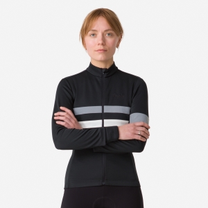 Rapha Brevet Long Sleeve Jersey Dam Svarta Vita | 97412UKIC