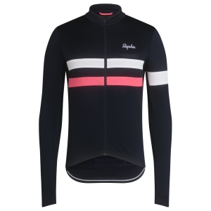 Rapha Brevet Long Sleeve Jersey Herr Marinblå Rosa Vita | 15269RNUD