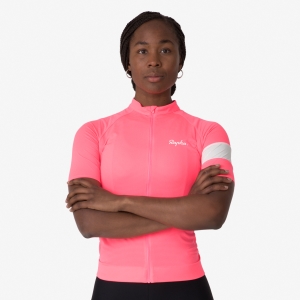 Rapha Core Lätta Cycling Jersey Dam Rosa Vita | 14782PFNY