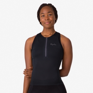Rapha Half Zip Tank Jersey Dam Svarta Svarta | 58391FQWE