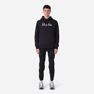 Rapha Logo Pullover Hoodie Herr Svarta Vita | 61798TVNH