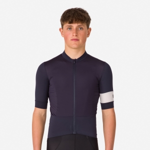 Rapha Pro Team Cycling Warm Ridning Jersey Herr Marinblå Vita | 87904JXCW